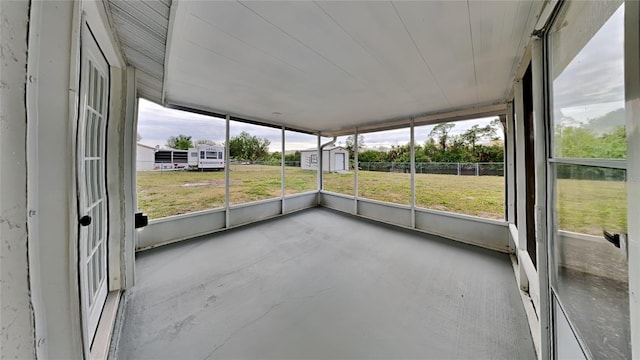 view of unfurnished sunroom