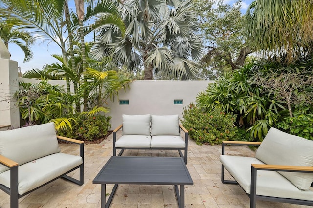 view of patio featuring an outdoor living space