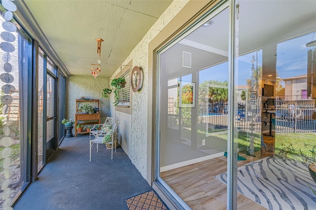 view of unfurnished sunroom