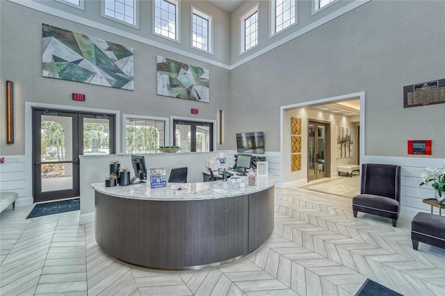 welcome area featuring french doors