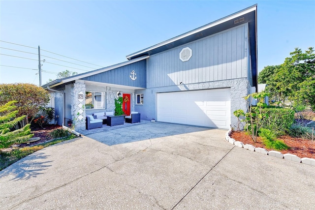 front of property with a garage