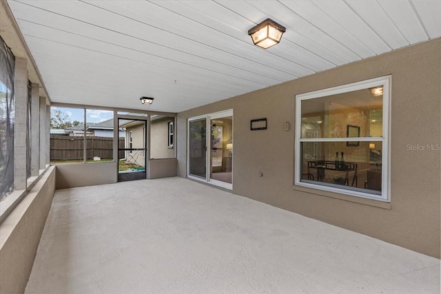 view of unfurnished sunroom