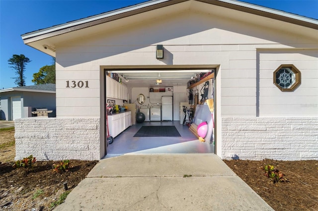 view of garage