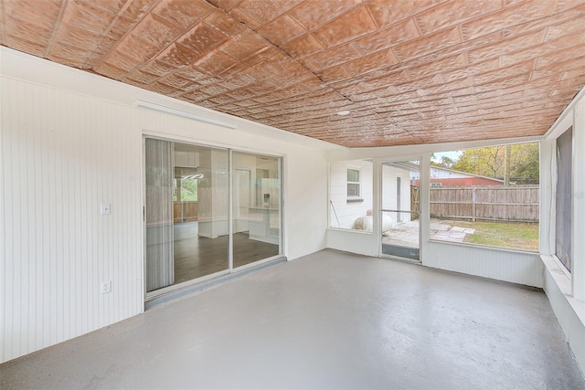 view of unfurnished sunroom