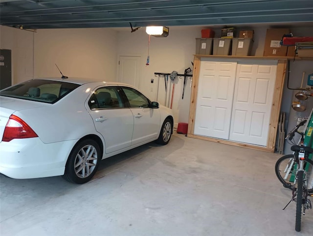 garage with a garage door opener