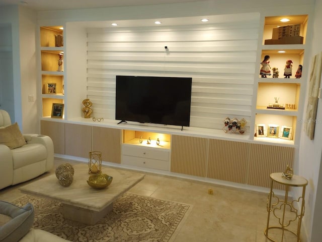 621 San Augusto Dr, Poinciana, FL 34759 - living area featuring built in features and tile patterned floors