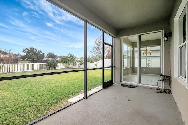 view of unfurnished sunroom