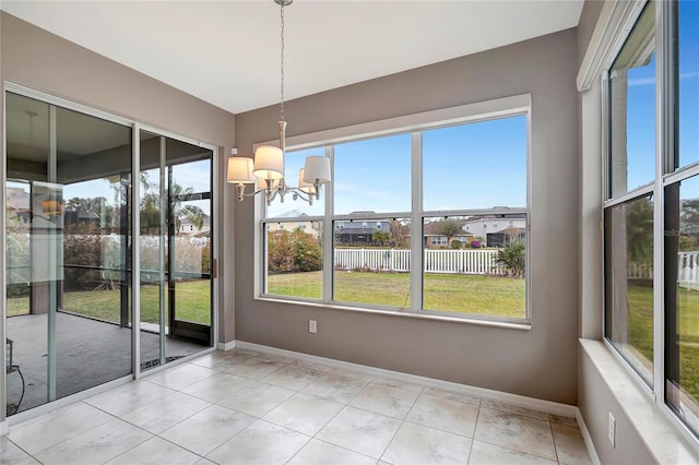 interior space featuring an inviting chandelier