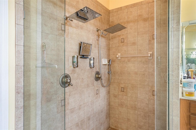 bathroom with tiled shower