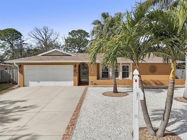 single story home featuring a garage