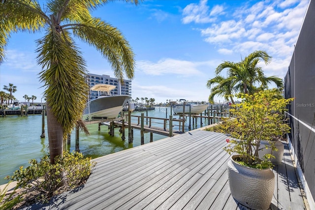 view of dock featuring a water view