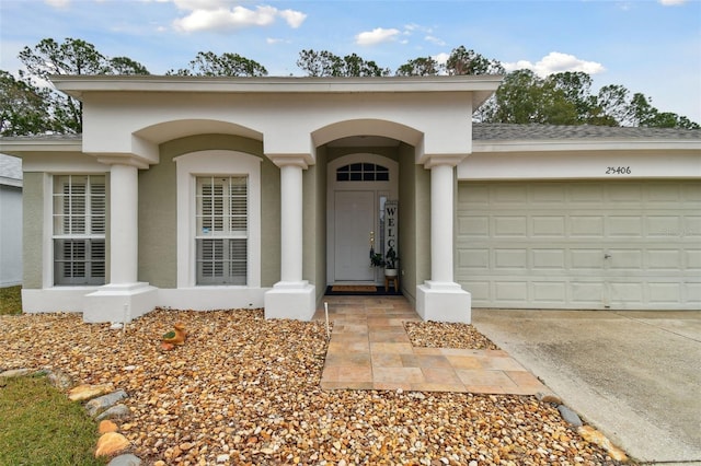 property entrance featuring a garage