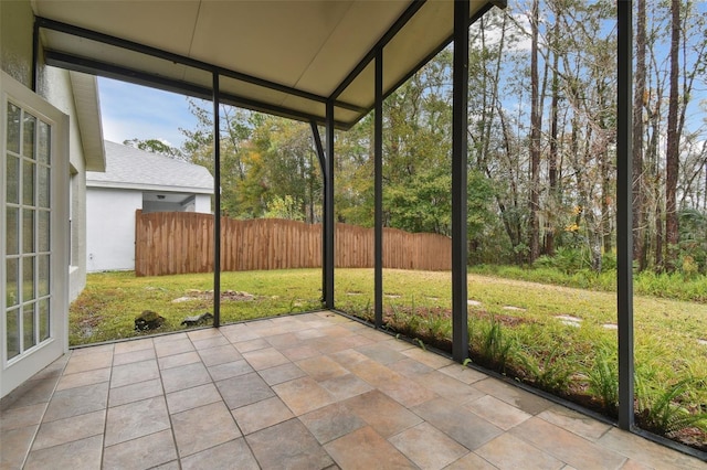 view of unfurnished sunroom