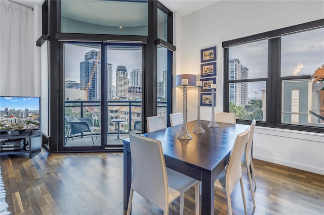 dining space featuring hardwood / wood-style flooring