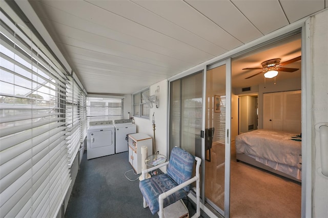 interior space featuring washing machine and clothes dryer