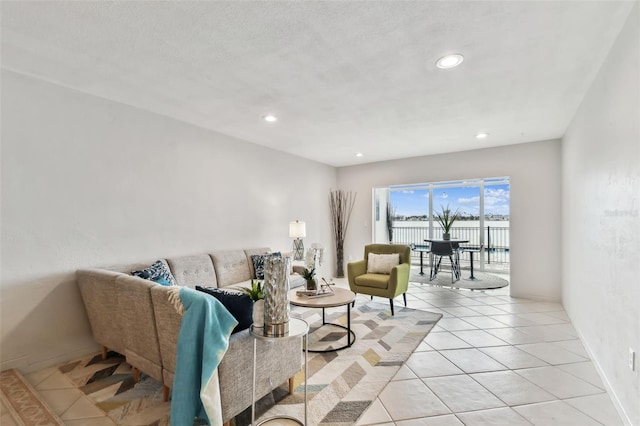 view of tiled living room