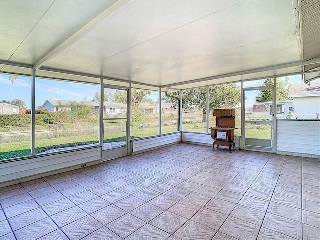 view of unfurnished sunroom