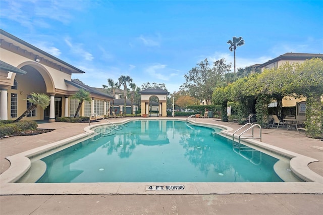 view of pool featuring a patio area