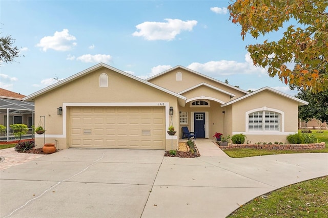 ranch-style home with a garage