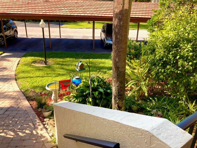 view of yard with a carport