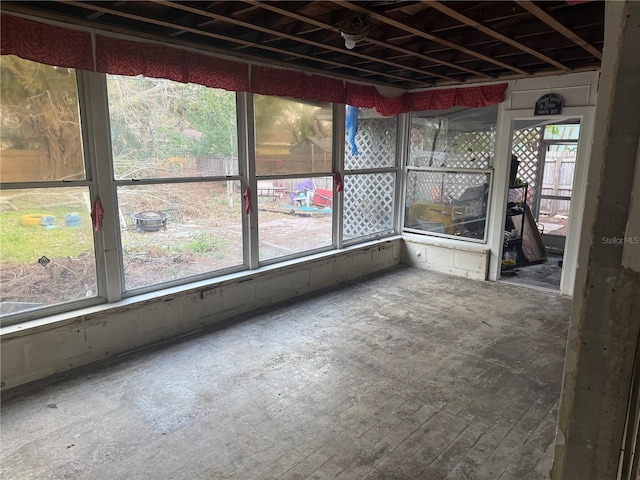 view of unfurnished sunroom