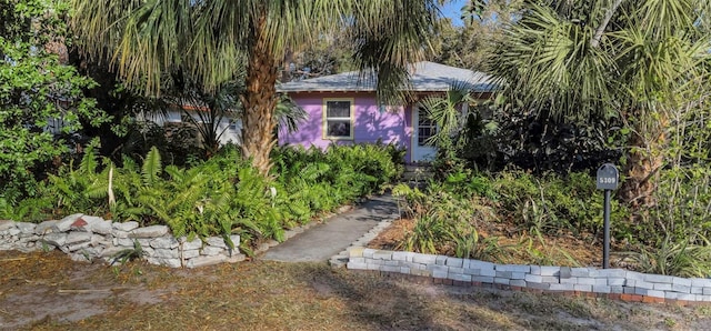 view of property hidden behind natural elements