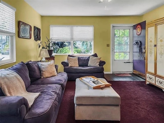 living room with carpet flooring