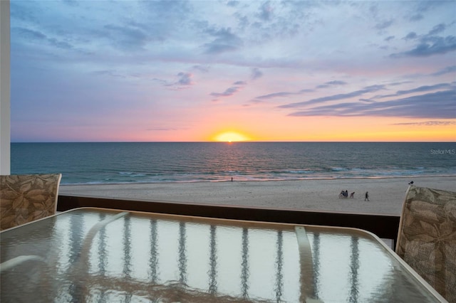 property view of water with a beach view