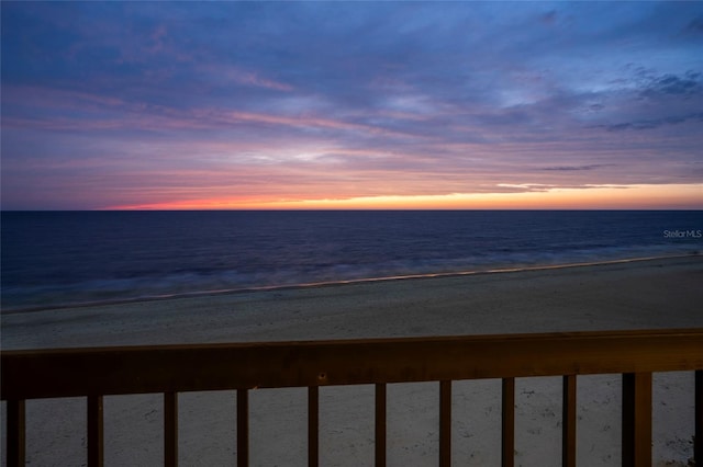 view of water feature featuring a beach view