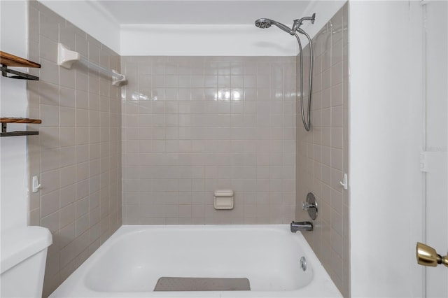 full bathroom with toilet and shower / tub combination