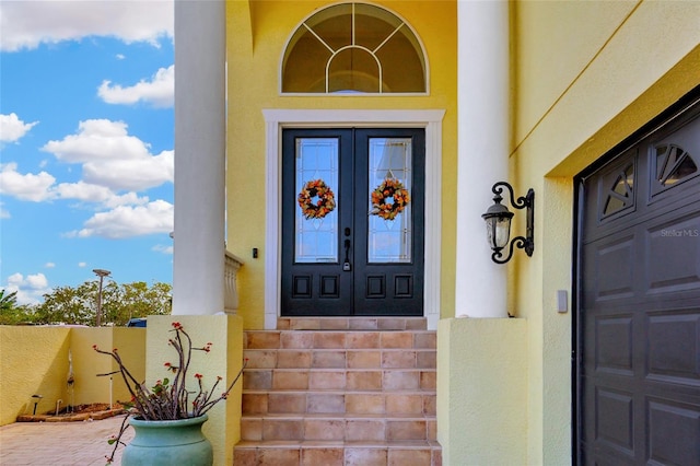 property entrance with french doors