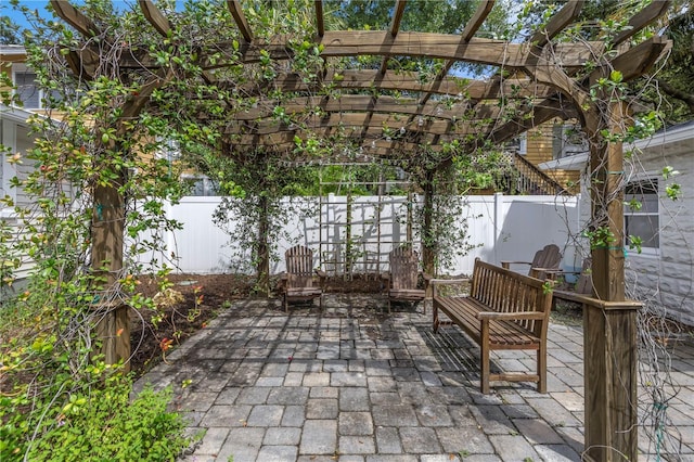 view of patio with a pergola