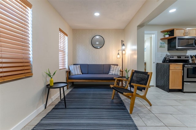 view of tiled living room