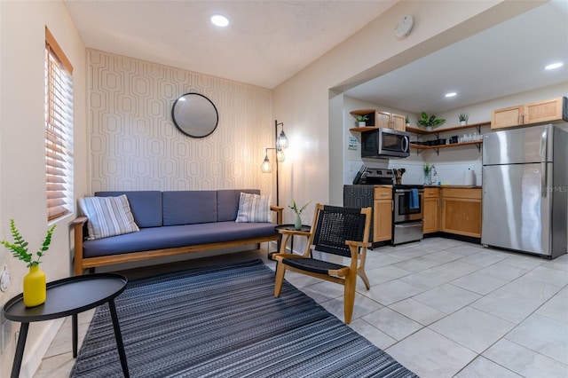 view of tiled living room