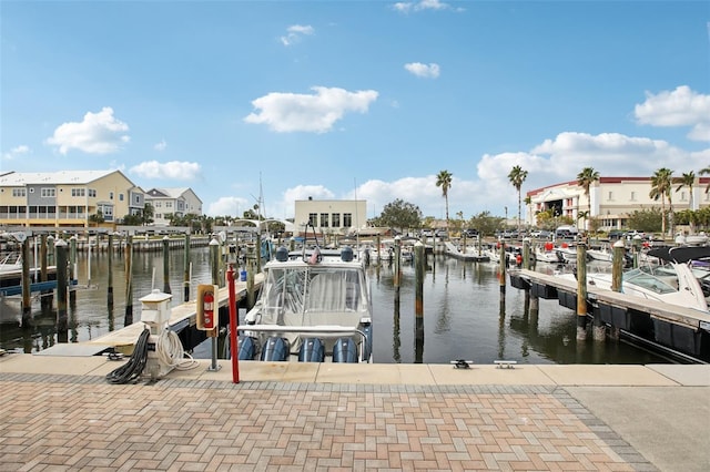 dock area featuring a water view