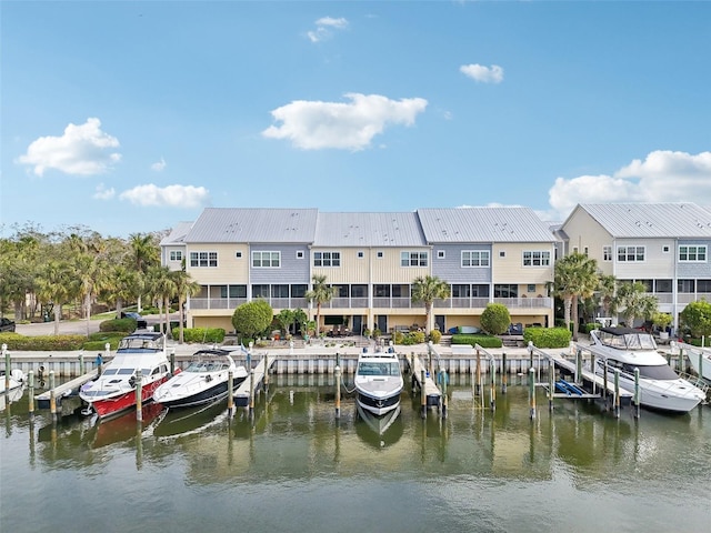 view of dock featuring a water view