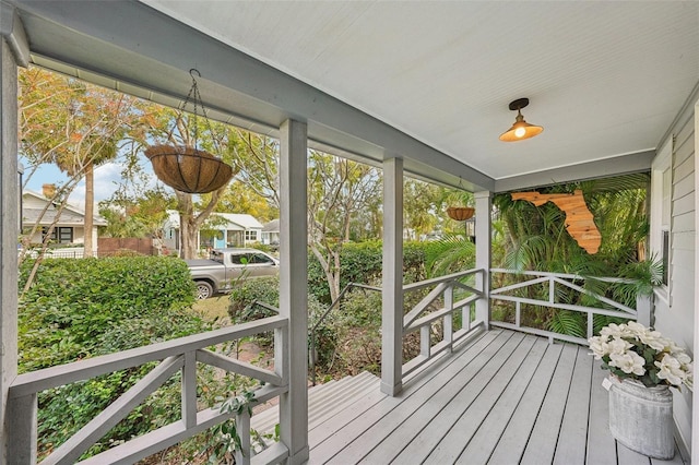 wooden deck with covered porch