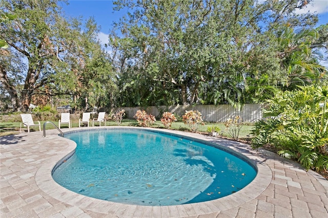 view of swimming pool with a patio