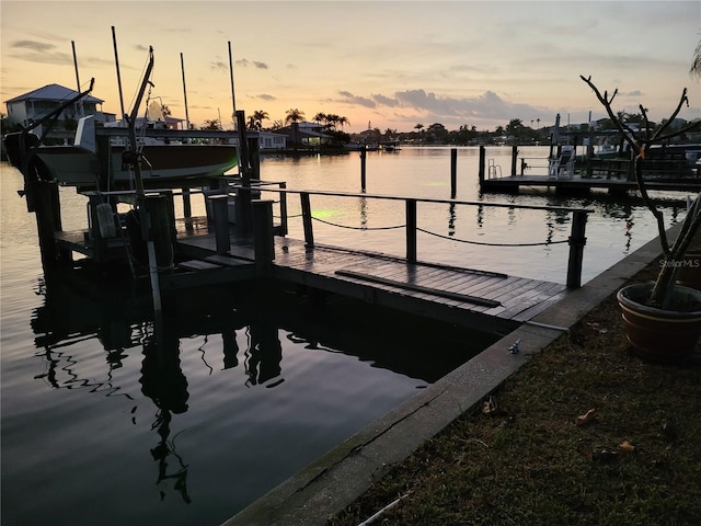 dock area featuring a water view