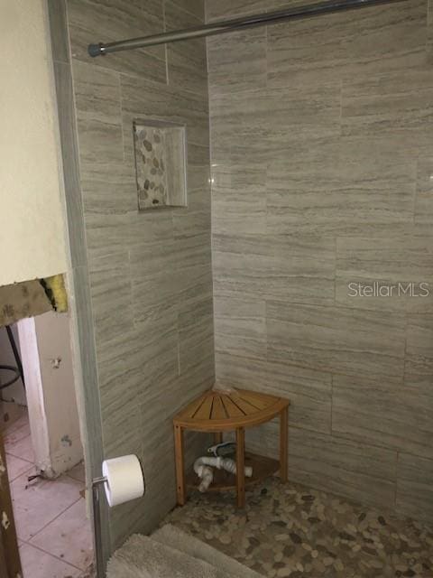 bathroom with tile patterned flooring