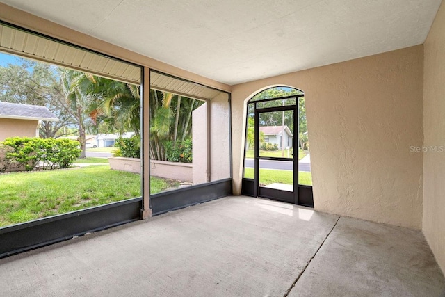 view of unfurnished sunroom