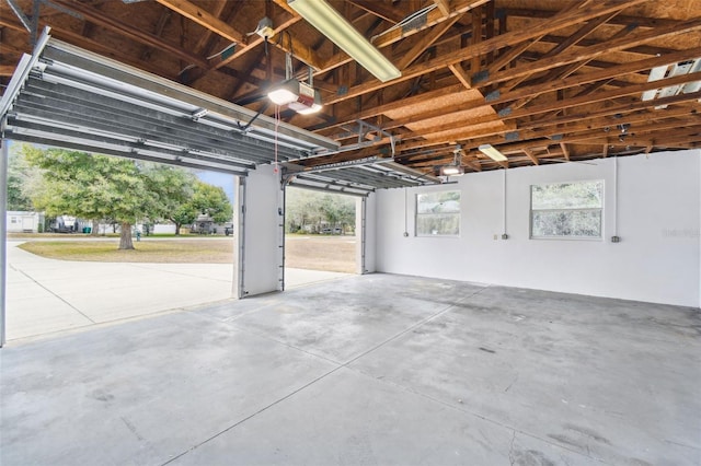 garage with a garage door opener