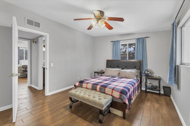 bedroom featuring ceiling fan