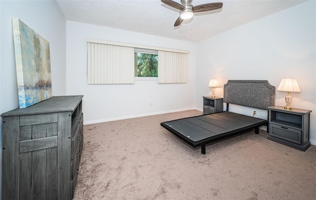 bedroom featuring carpet floors and ceiling fan