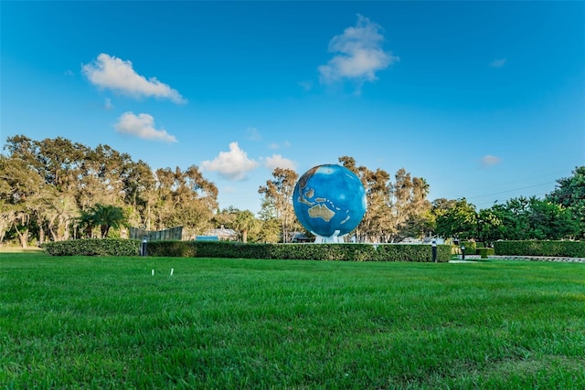 view of property's community featuring a lawn