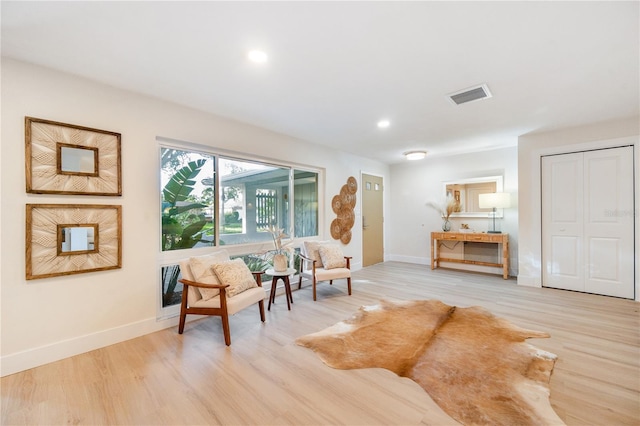 living room featuring light hardwood / wood-style flooring