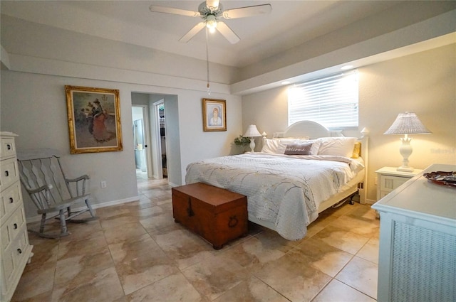 bedroom featuring ceiling fan