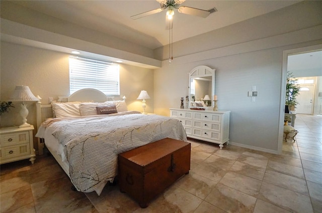 bedroom featuring ceiling fan