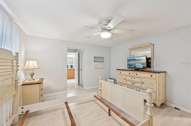 interior space featuring light hardwood / wood-style flooring and ceiling fan