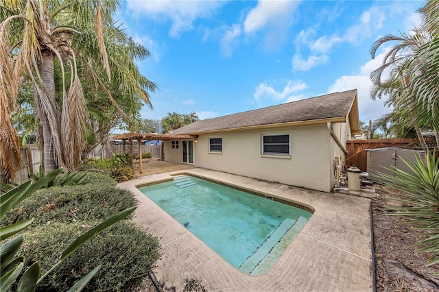 view of pool featuring a fenced in pool, a fenced backyard, and a patio